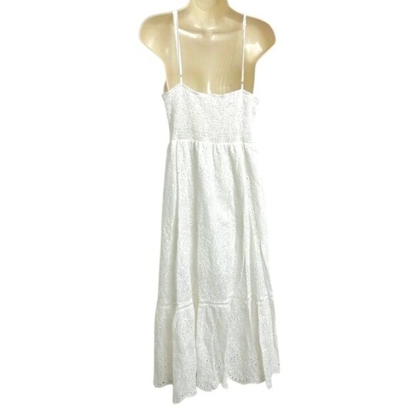 Simplee Cotton Sleeveless Resort Eyelet Lace V-Neck, Adj. Straps Midi Dress  XL - Picture 5 of 8